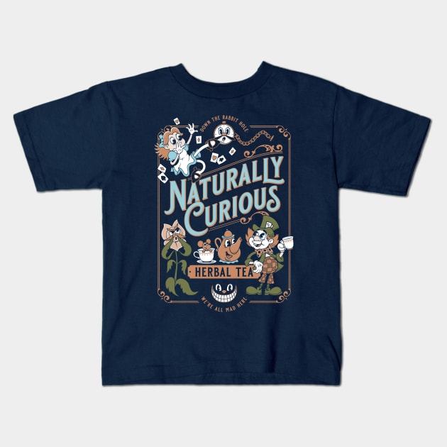 Naturally Curious - Cartoon Alice in Wonderland - Herbal Tea Kids T-Shirt by Nemons